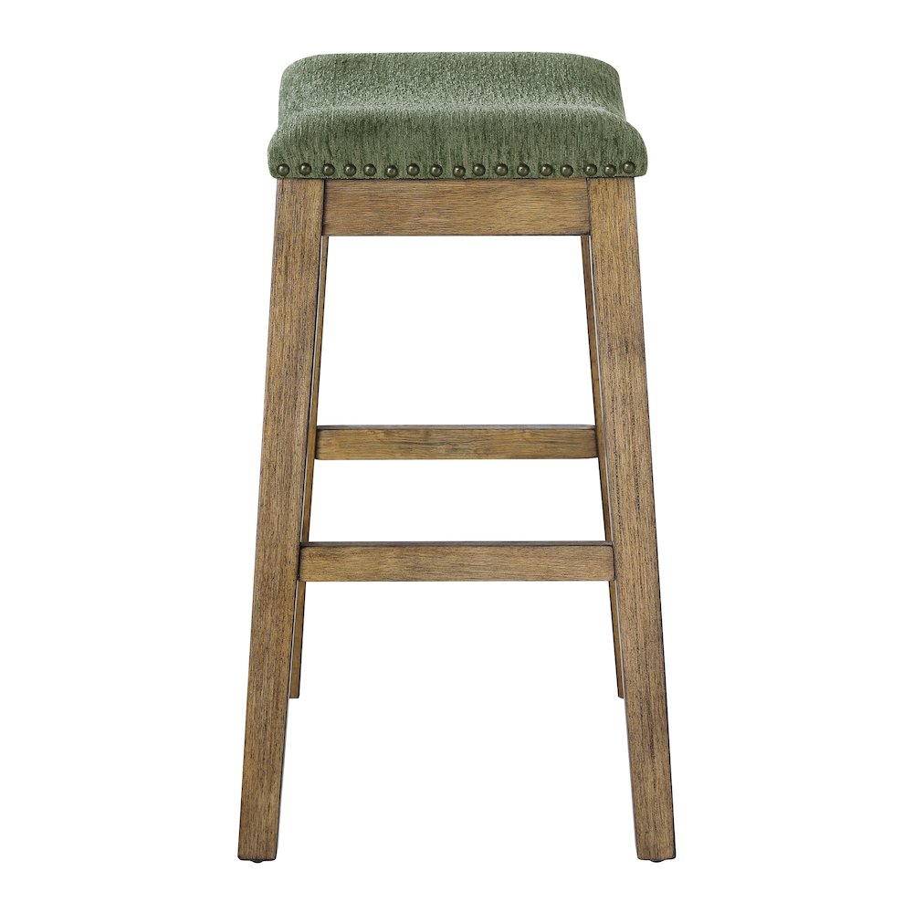Saddle Stool 24″ in Pine Fabric With Medium Oak Wood Finish 2-Pack