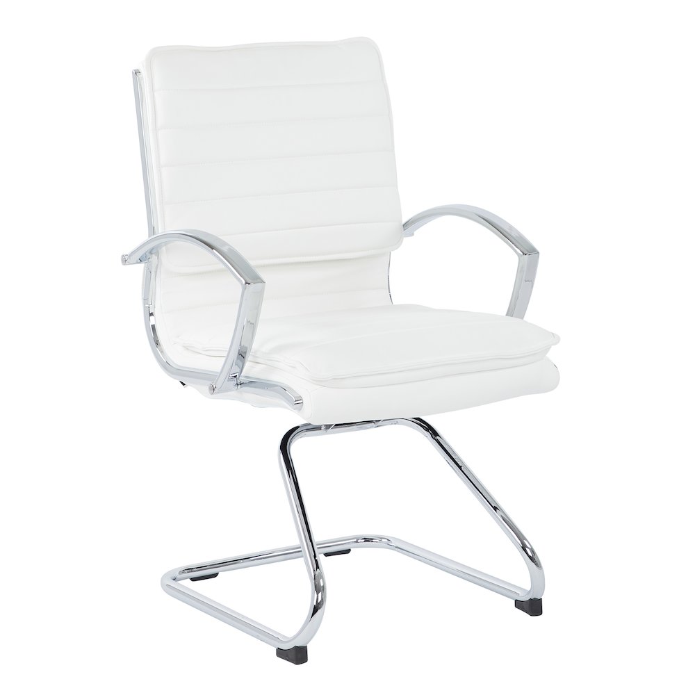 Guest Faux Leather Chair with Chrome Base and Includes Removable Arm Sleeves