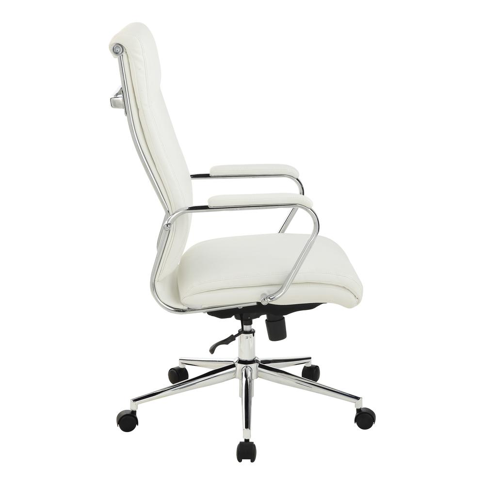 High Back Manager’s Chair with Dillon Snow Antimicrobial Fabric and Chrome Base