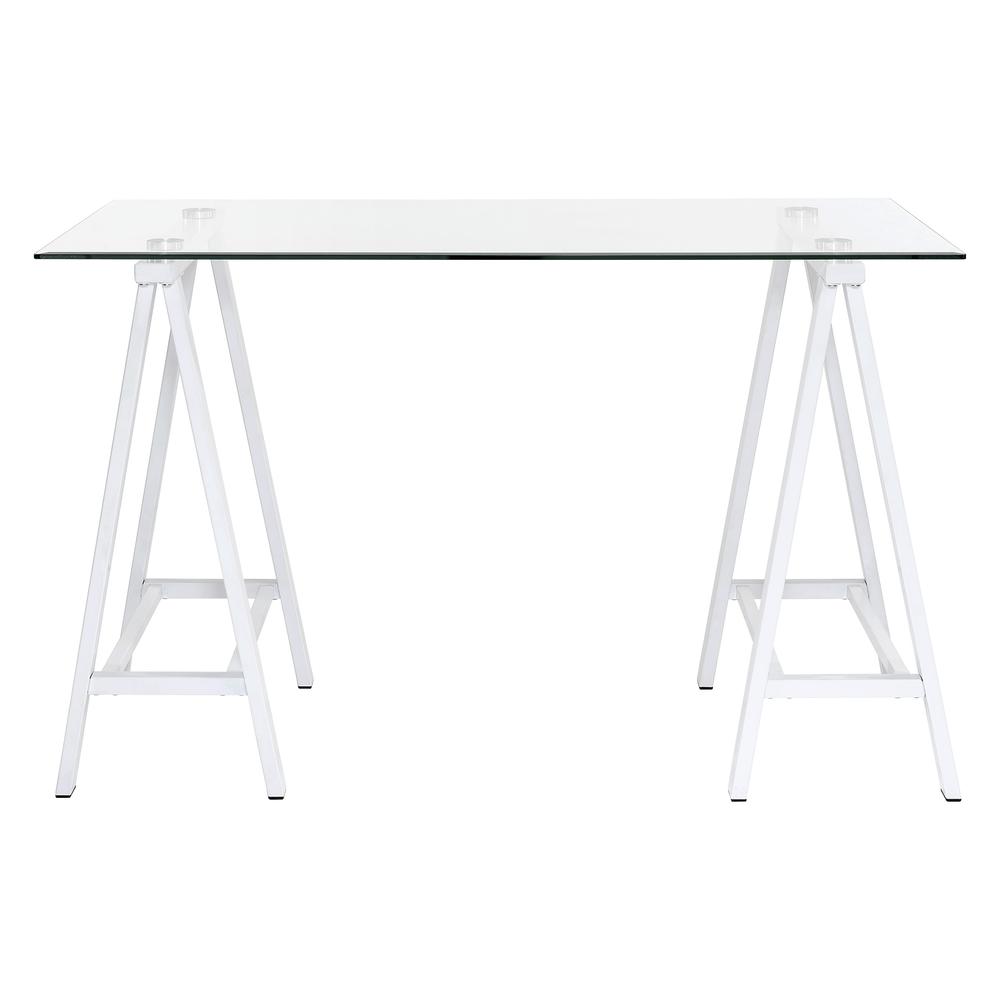 Middleton Desk with Clear Glass Top and White Base
