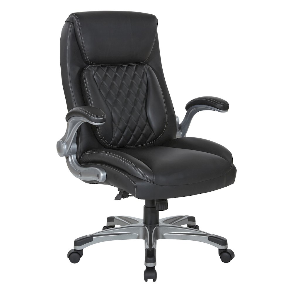 Executive Chair in Black Bonded Leather with Flip Arms