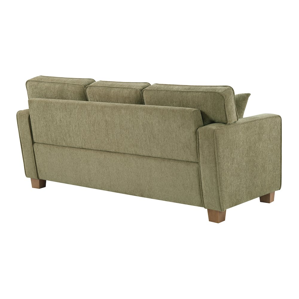 Sectional in Sea Green fabric with 2 Pillows and Medium Oak Finished Wood Legs