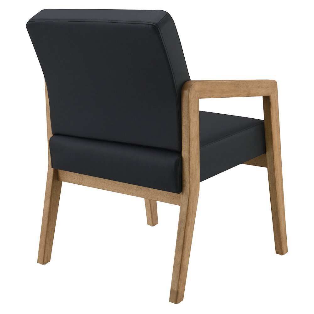 Back Faux Leather with Medium Oak Finish Visitor’s Chair with Memory Foam Seat