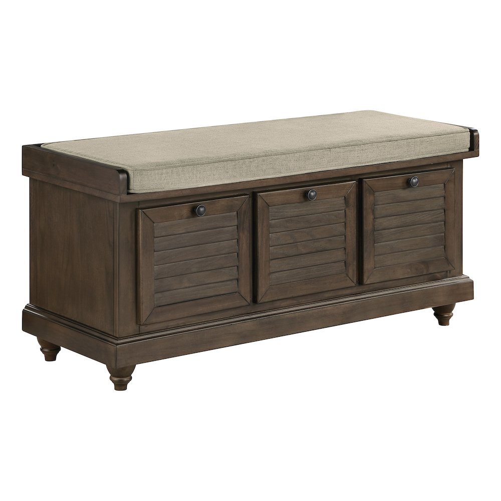 Dover Storage Bench in Dark Finish with Beige Cushion