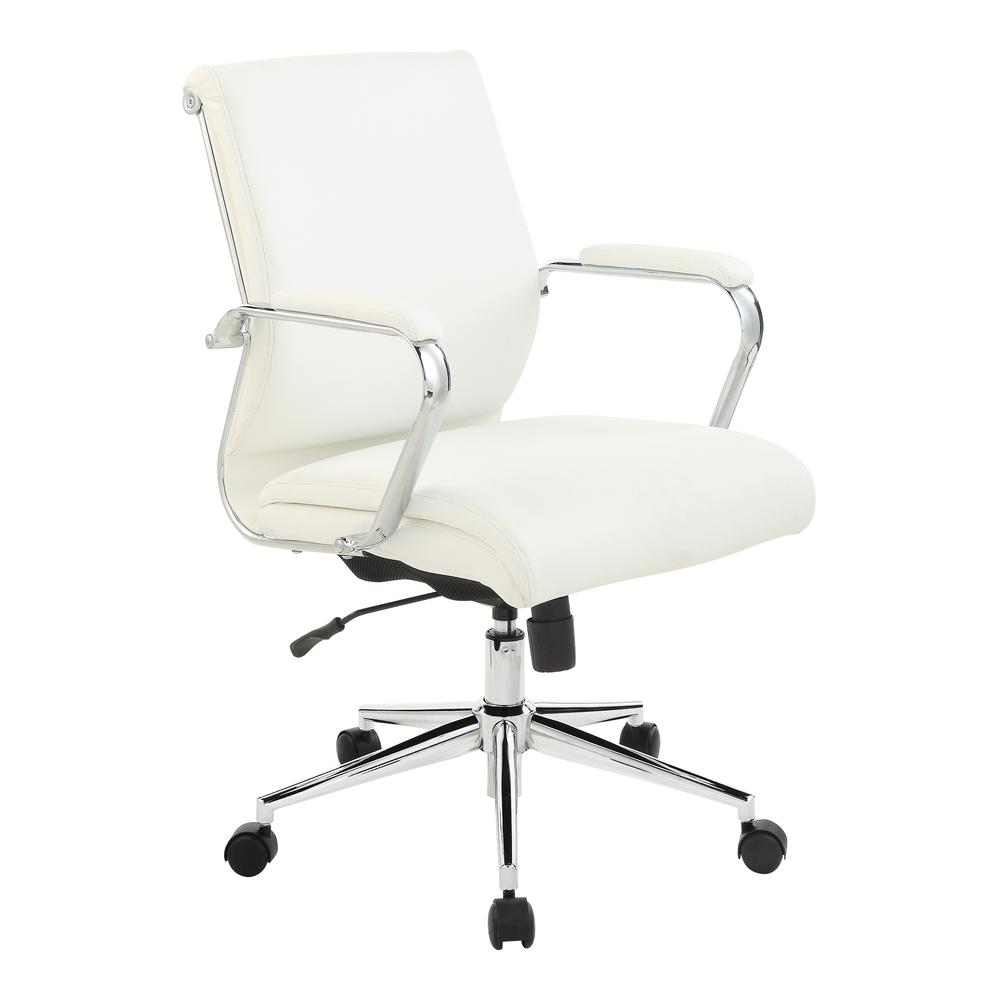 Mid Back Manager’s Chair with Dillon Snow Antimicrobial Fabric and Chrome Base