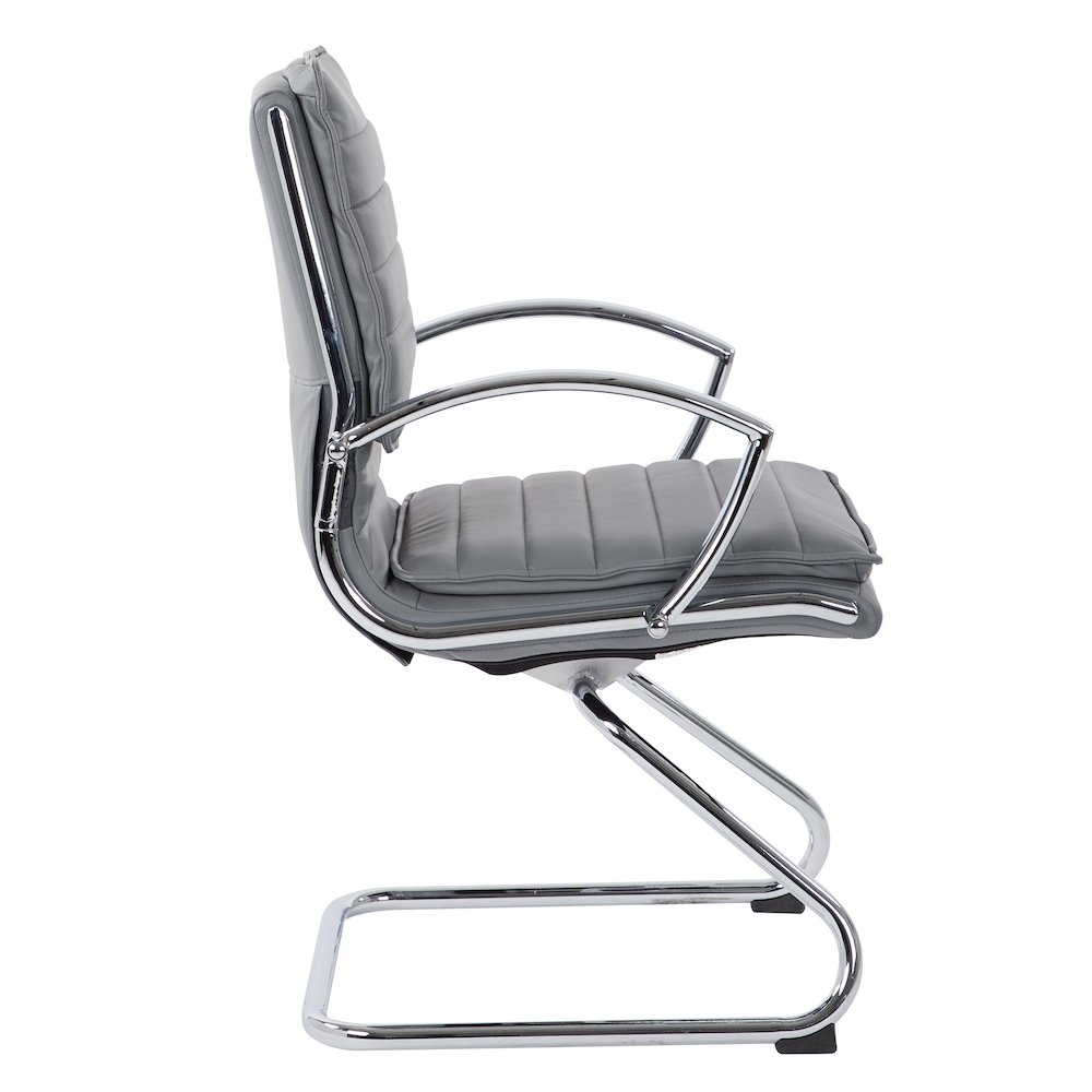 Guest Faux Leather Chair with Chrome Base and Includes Removable Arm Sleeves