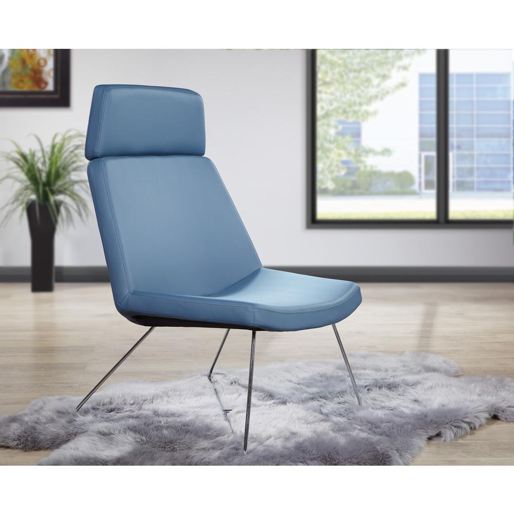 Geena Guest Chair in Dillon Blue with Chrome Sled Base