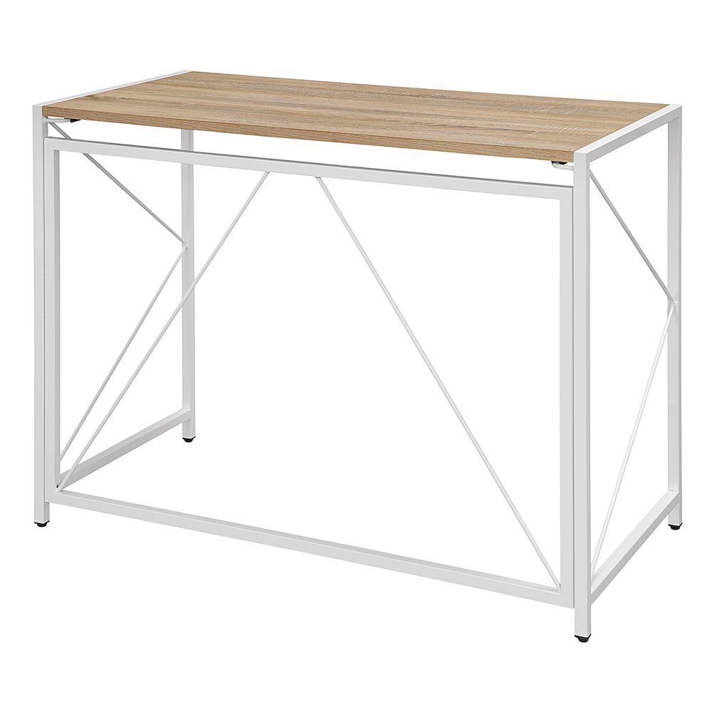 Ravel Tool-less Folding Desk with River Oak Top and White Frame