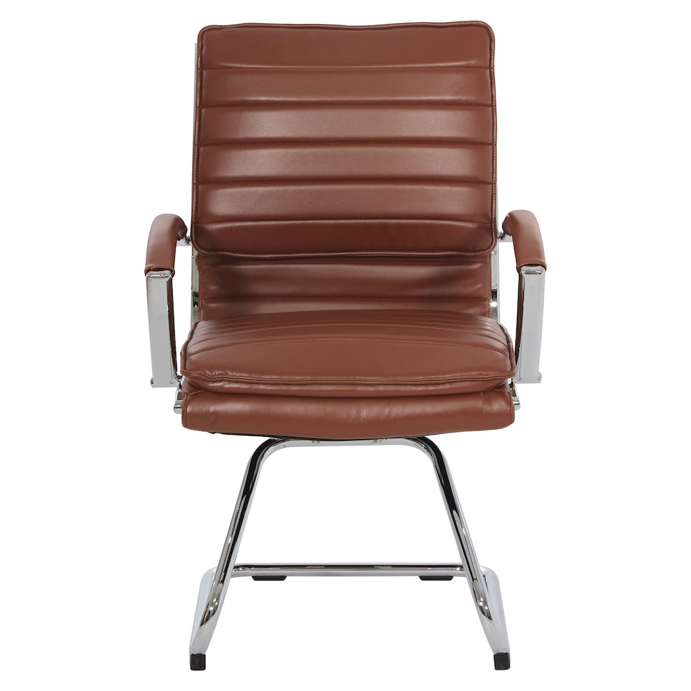 Guest Faux Leather Chair in Saddle with Chrome Base
