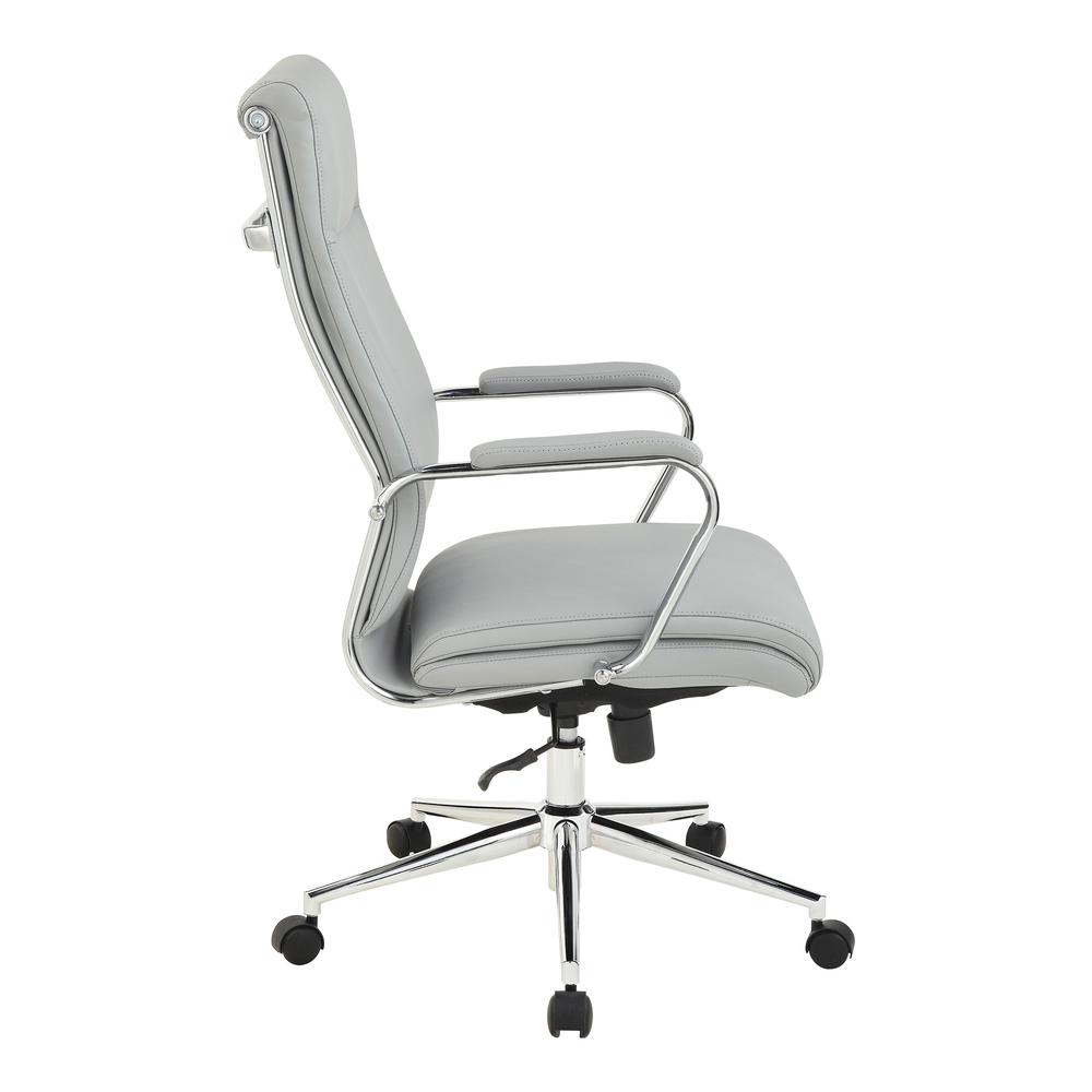 High Back Manager’s Chair with Dillon Steel Antimicrobial Fabric and Chrome Base