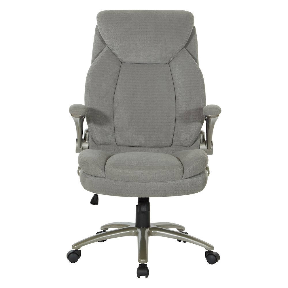 Grey Fabric Big & Tall Chair with Padded Flip Arms and Titanium Base.