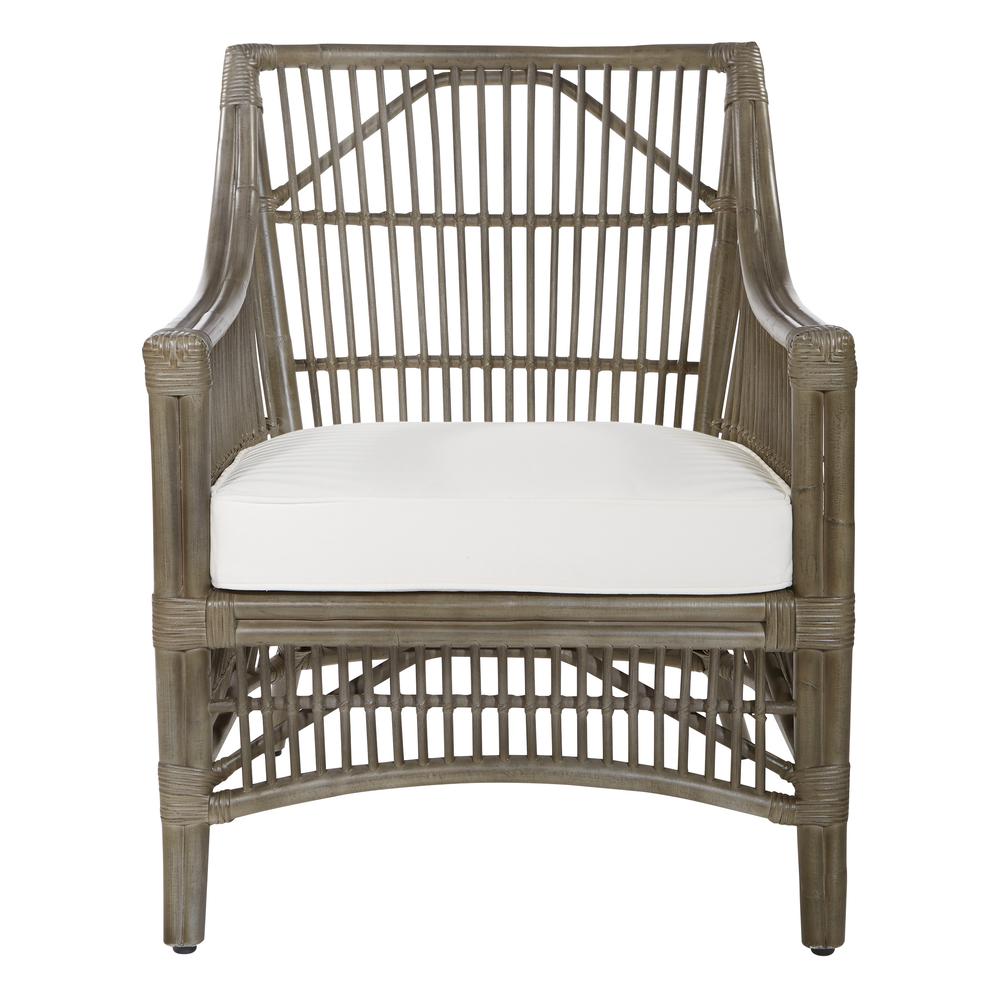Maui Chair with Cream Cushion and Grey Washed Rattan Frame
