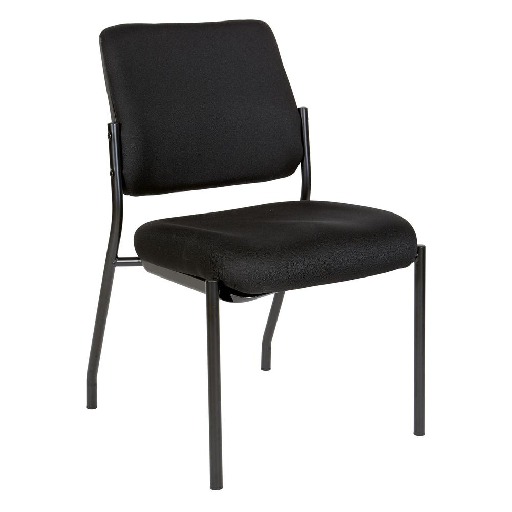 Stackable Visitor’s Chair Black Padded Seat Armless