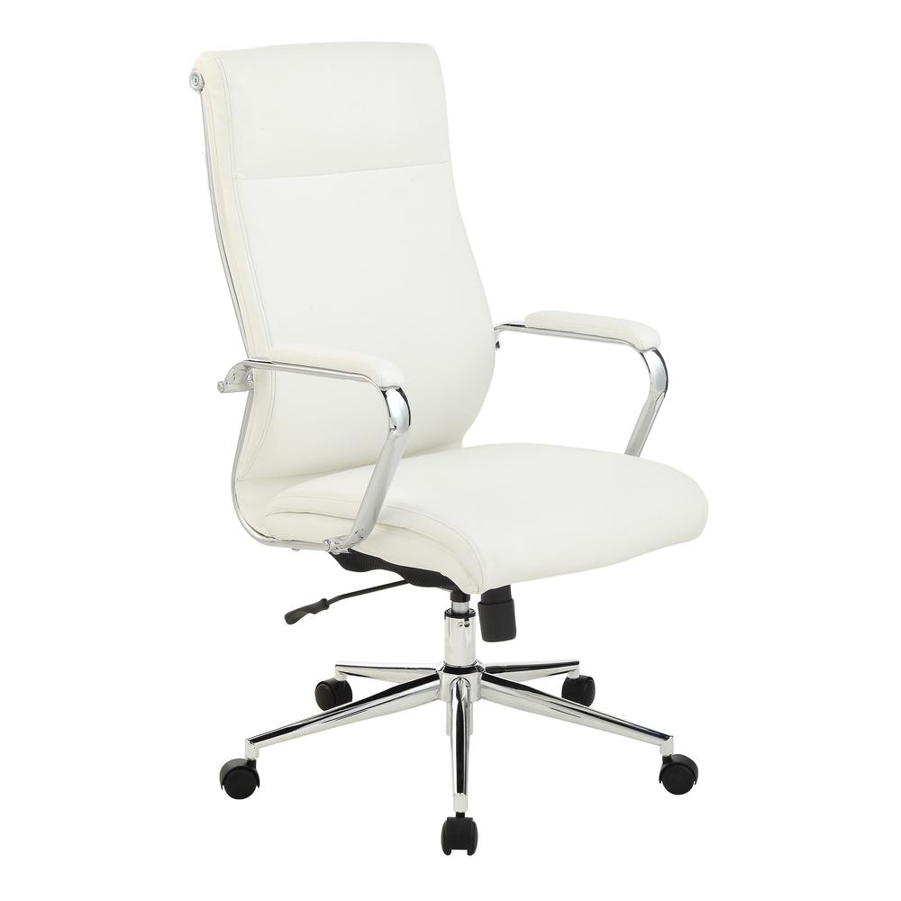 High Back Manager’s Chair with Dillon Snow Antimicrobial Fabric and Chrome Base