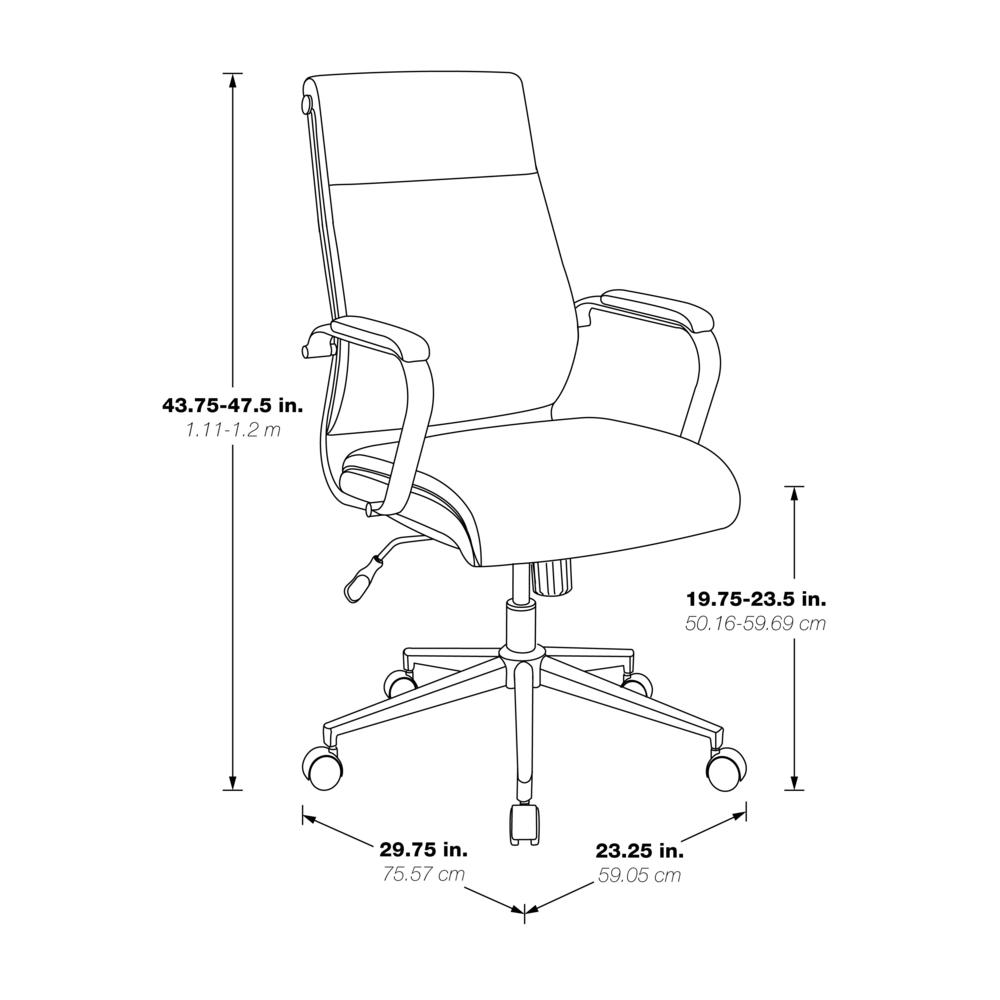 High Back Manager’s Chair with Dillon Black Antimicrobial Fabric and Chrome Base