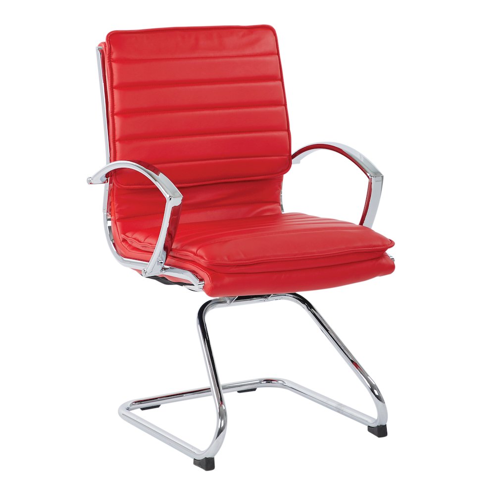 Guest Faux Leather Chair with Chrome Base and Includes Removable Arm Sleeves