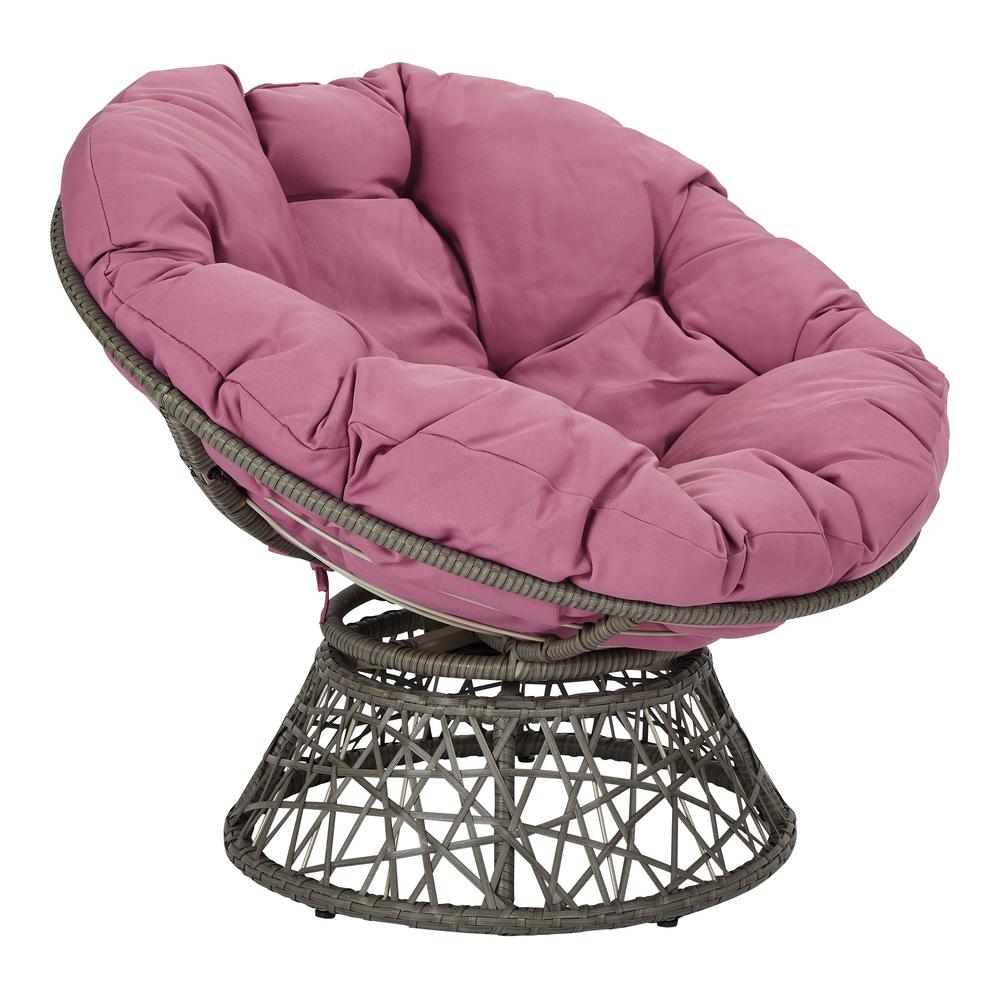 Papasan Chair with Purple cushion and Dark Grey Wicker Wrapped Frame