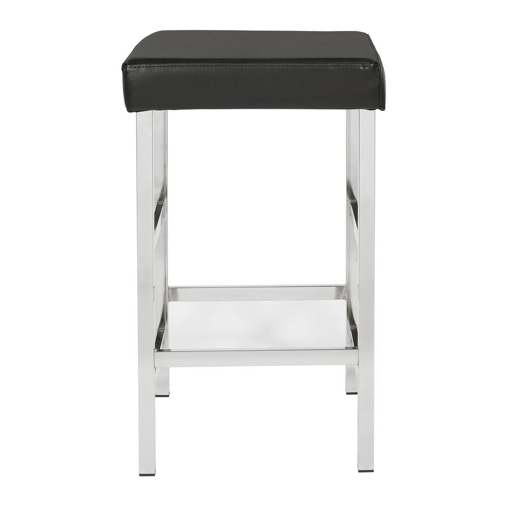 26″ Backless Stool in Black Fabric with Polished Chromes Legs