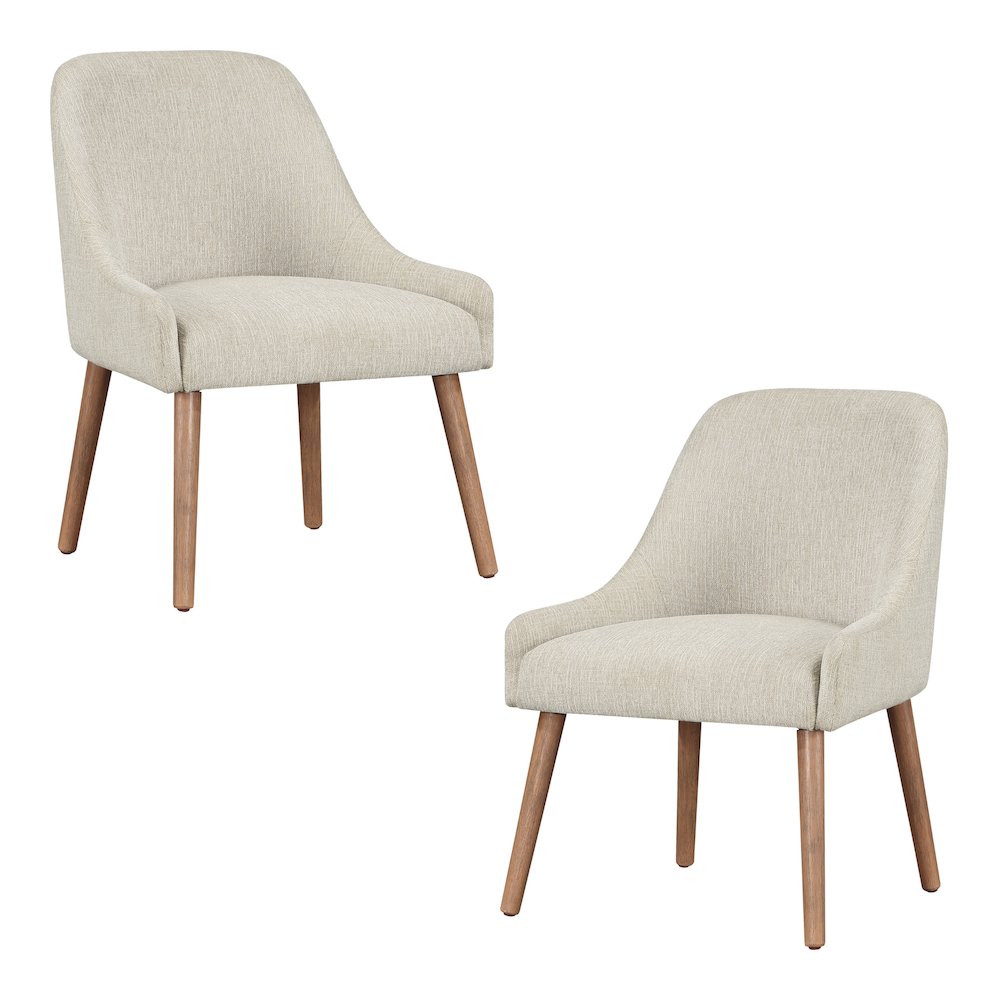 Kaylen Dining Chair 2-Pack in Linen Fabric with Medium Oak Legs