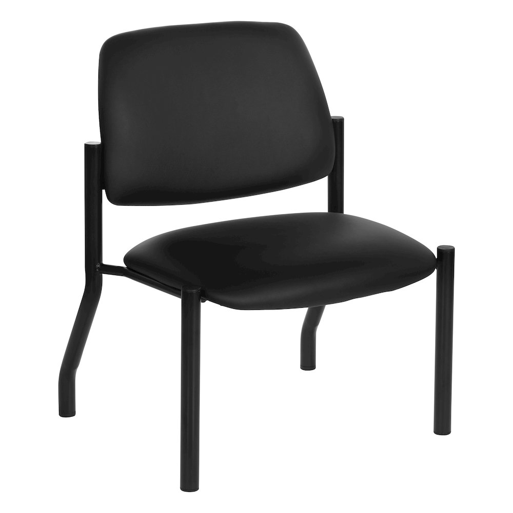 Big & Tall Armless Guest Chair in Dillon Black Fabric with Black Metal Frame