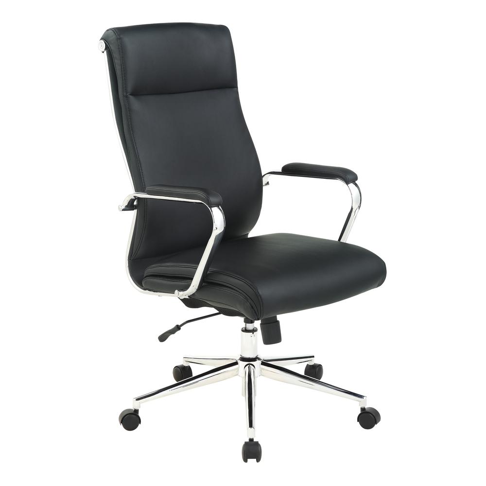 High Back Manager’s Chair with Dillon Black Antimicrobial Fabric and Chrome Base