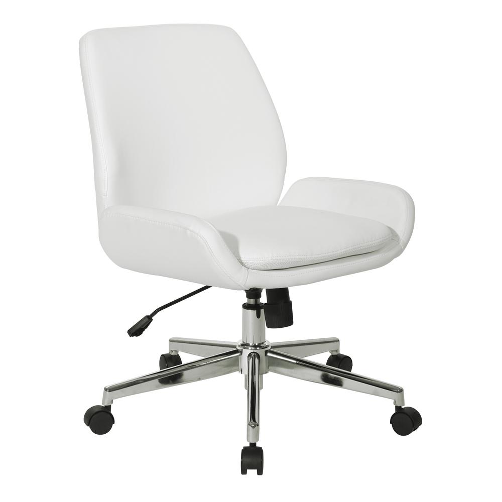 White Faux Leather Chair with Chrome Finish Base