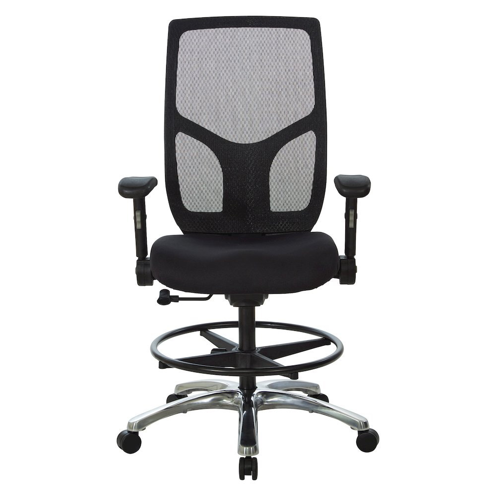 ProGrid Mesh Back Drafting Chair in  FreFlex Coal Fabric with Padded Seat