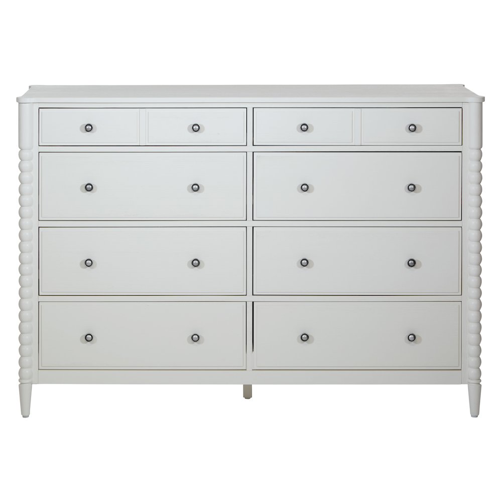 Spindle 8-Drawer Dresser in Sandcastle Antique White Finish