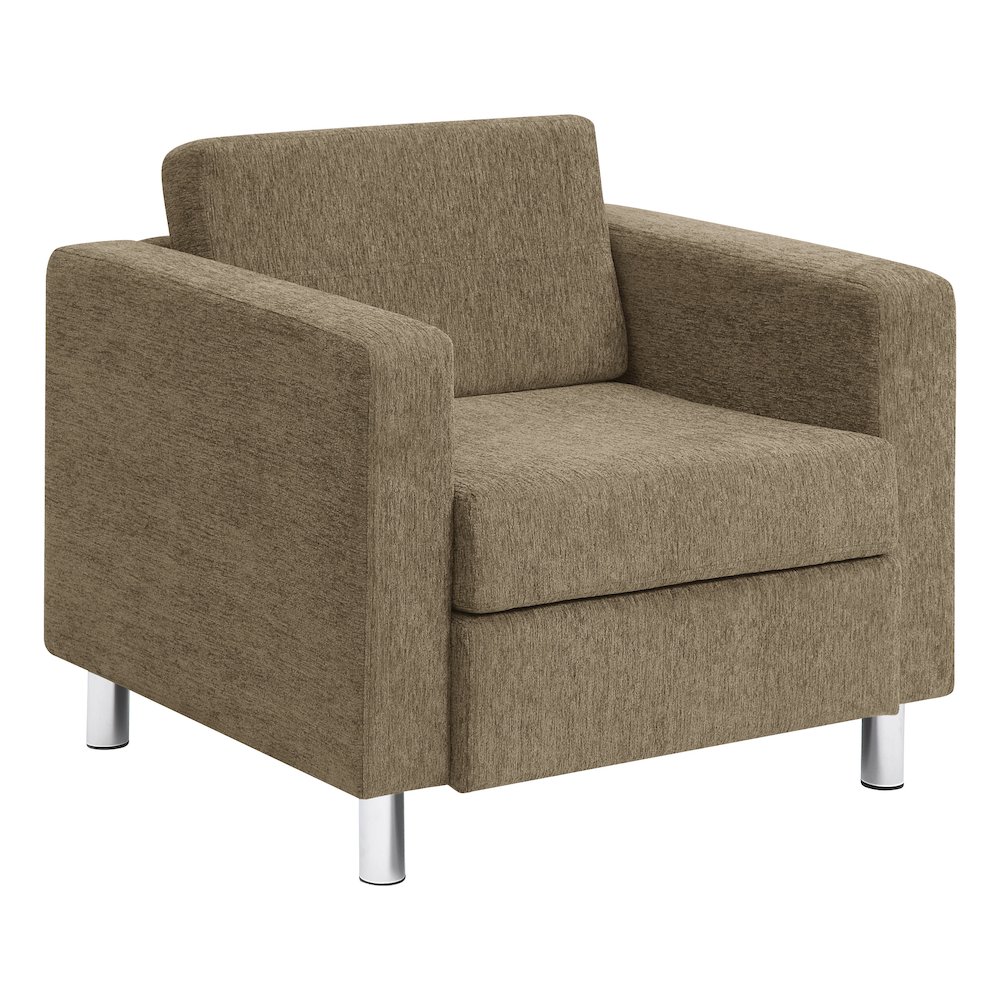 Pacific Armchair in Taupe Fabric with Chrome Legs