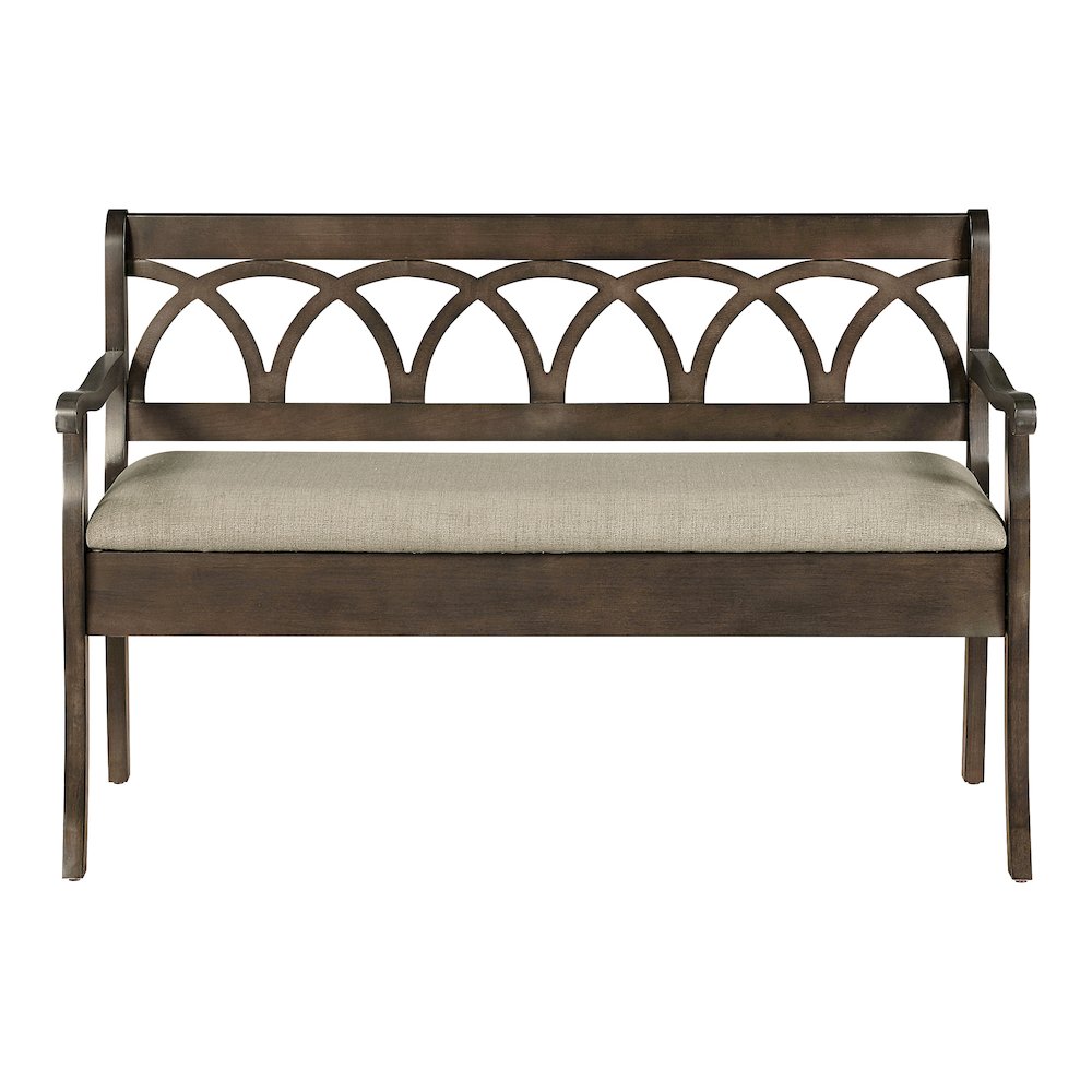 Coventry Storage Bench in Dark Walnut Finish Frame and Beige Seat Cushion K/D