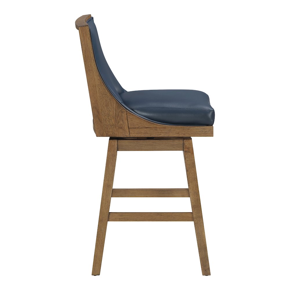 Darnel 26″ Swivel Counter Stool 2-Pack in Navy Faux Leather