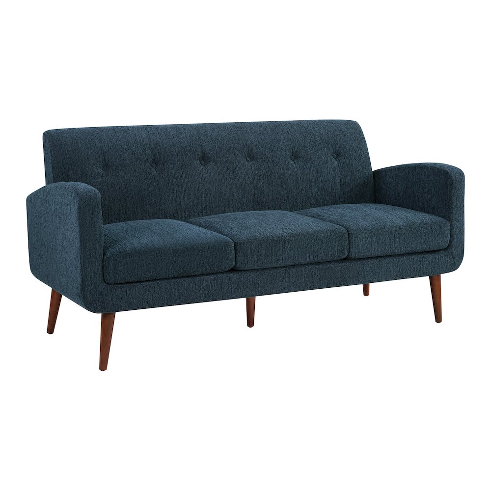 Lake Meadows Sofa in Navy Fabric with Espresso Legs