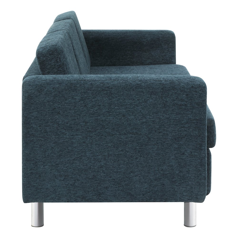 Pacific Sofa in Navy Fabric with Chrome Legs