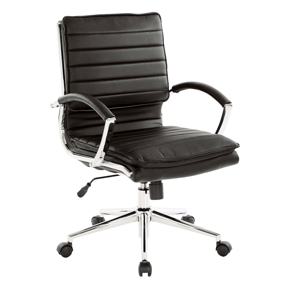 Mid-Back Manager’s Faux Leather Chair with Chrome Base