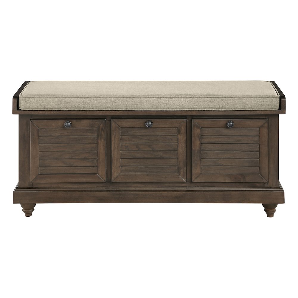 Dover Storage Bench in Dark Finish with Beige Cushion
