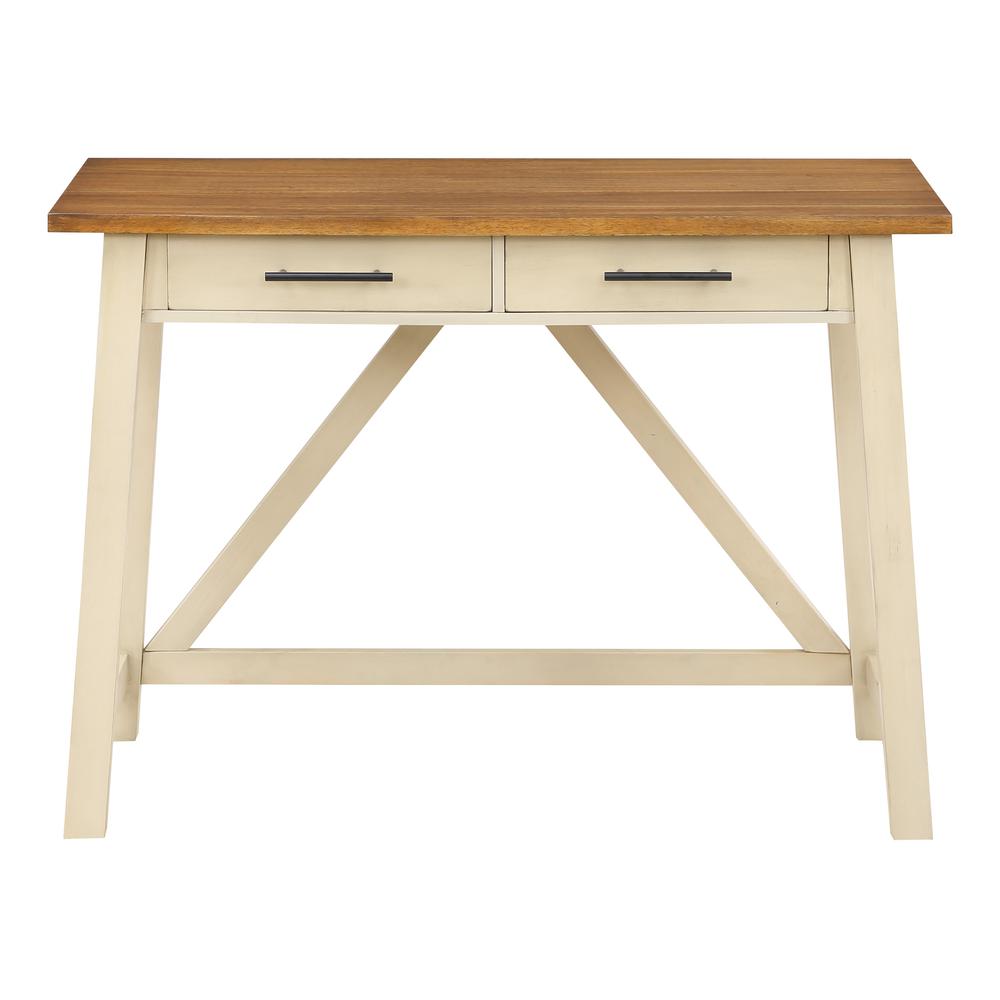 Milford Rustic Writing Desk w/ Drawers in Antique White Finish