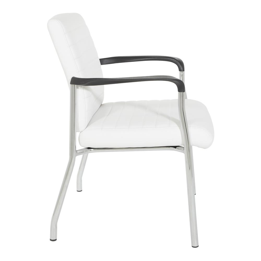 Guest Chair in White Faux Leather with Chrome Frame