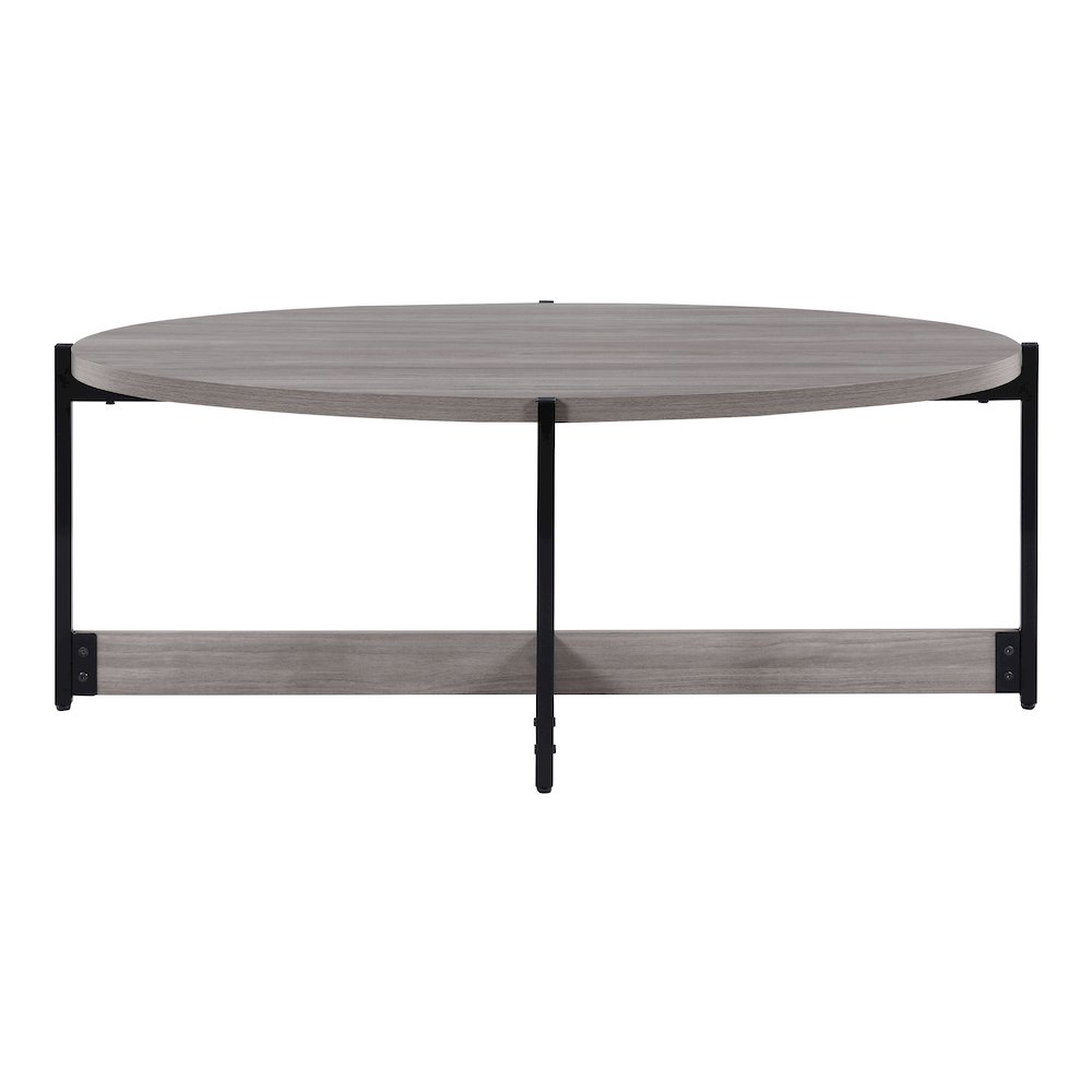 3 Piece Occasional Table Set in Grey Woodgrain Finish with Black Metal Legs
