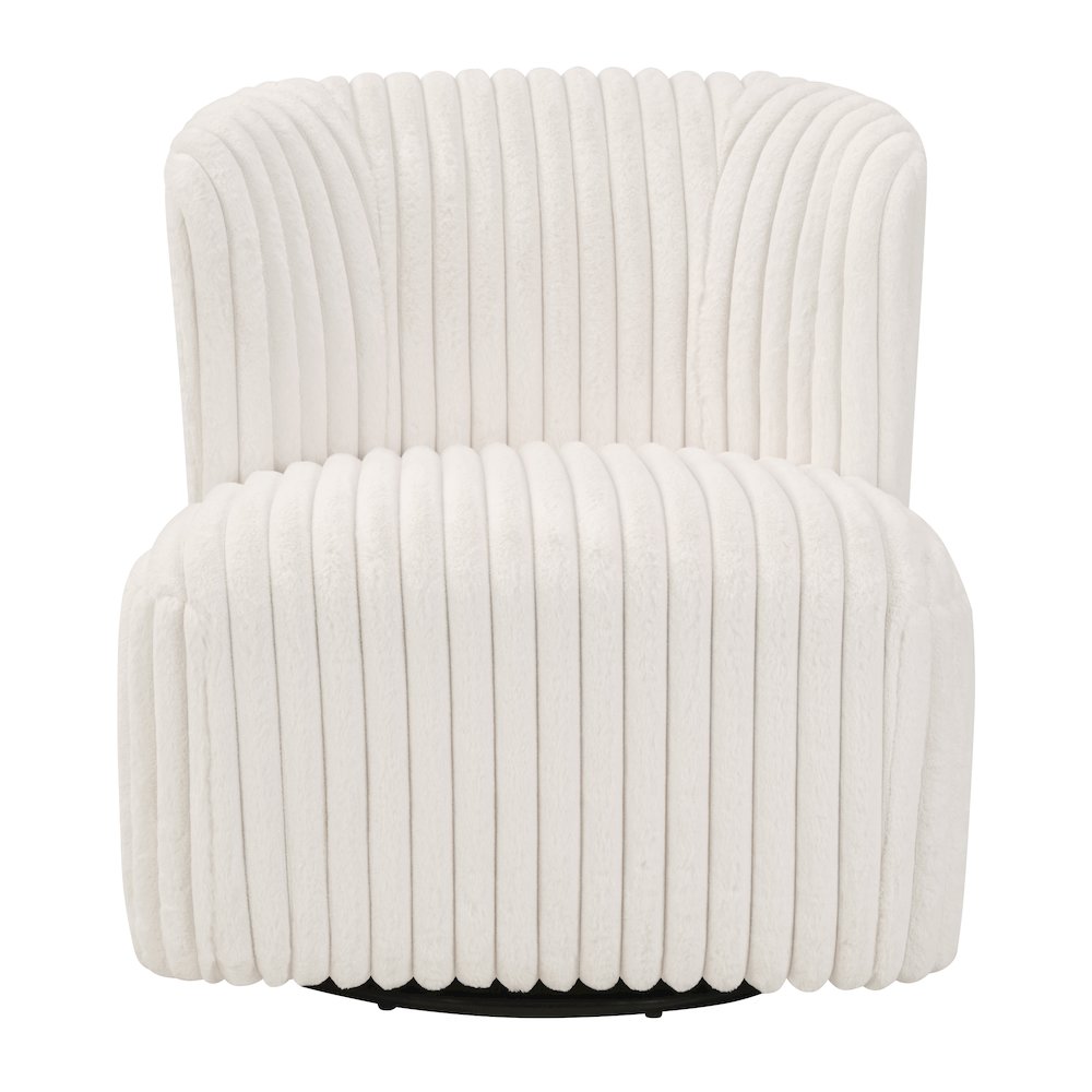 Lucia Swivel Chair in White Cord Fur Fabric