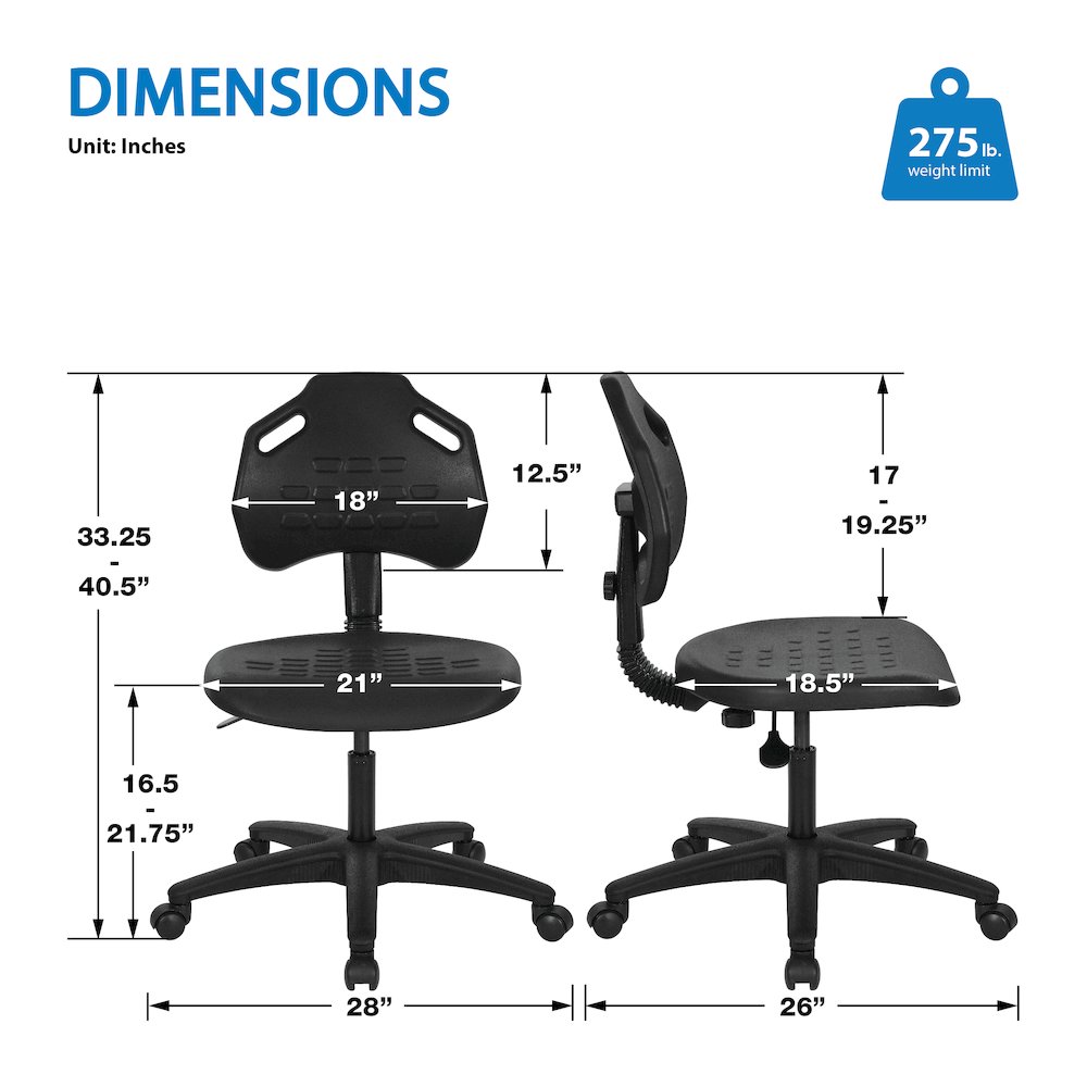 Black Self Skinned Urethane Task Chair