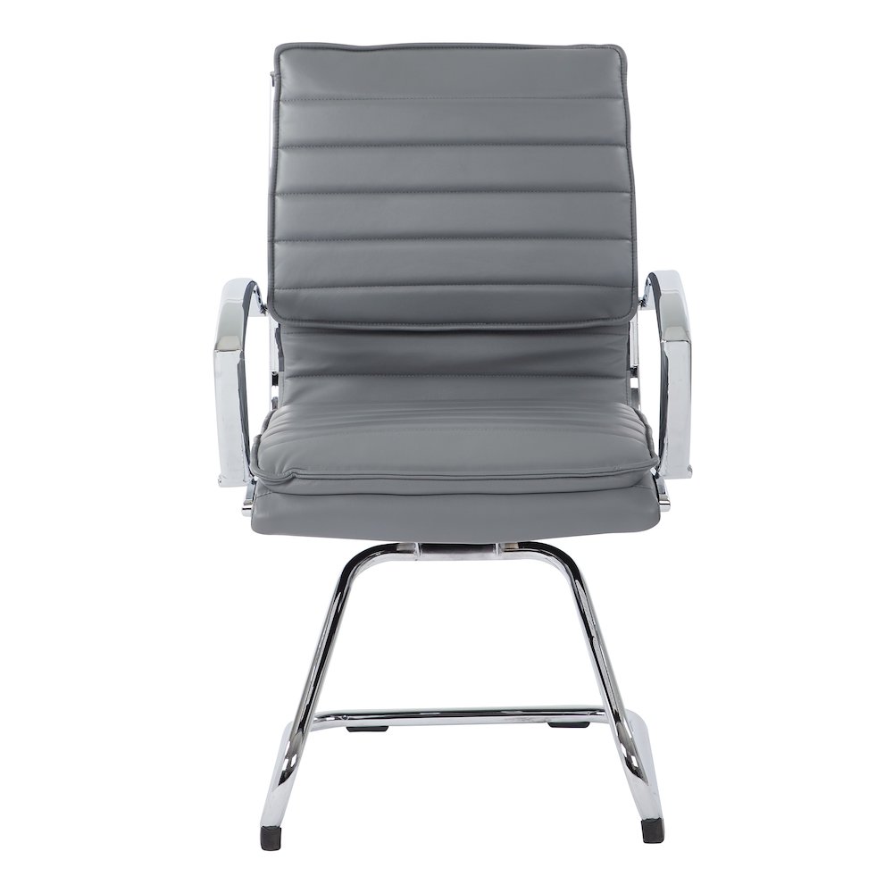 Guest Faux Leather Chair with Chrome Base and Includes Removable Arm Sleeves