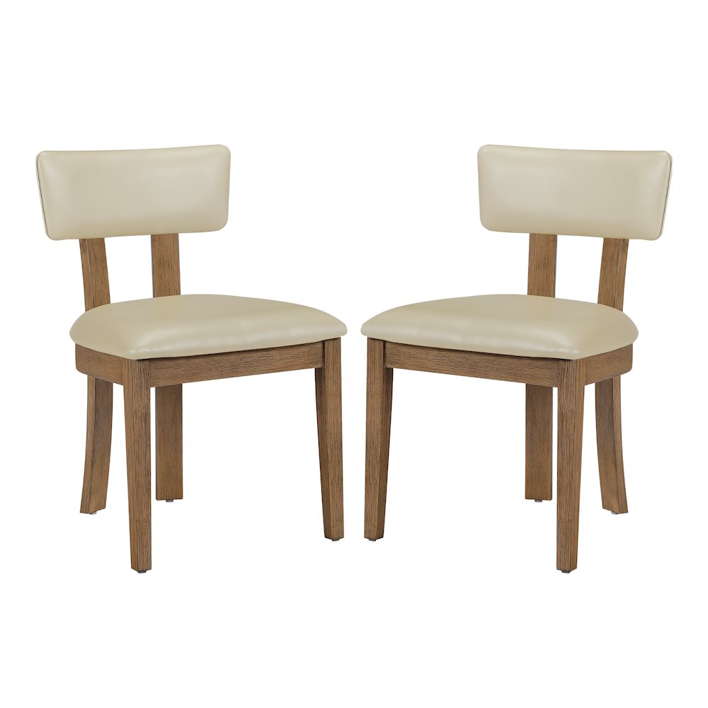 Hanson Dining Chair with Taupe Faux Leather and Medium Oak Wood