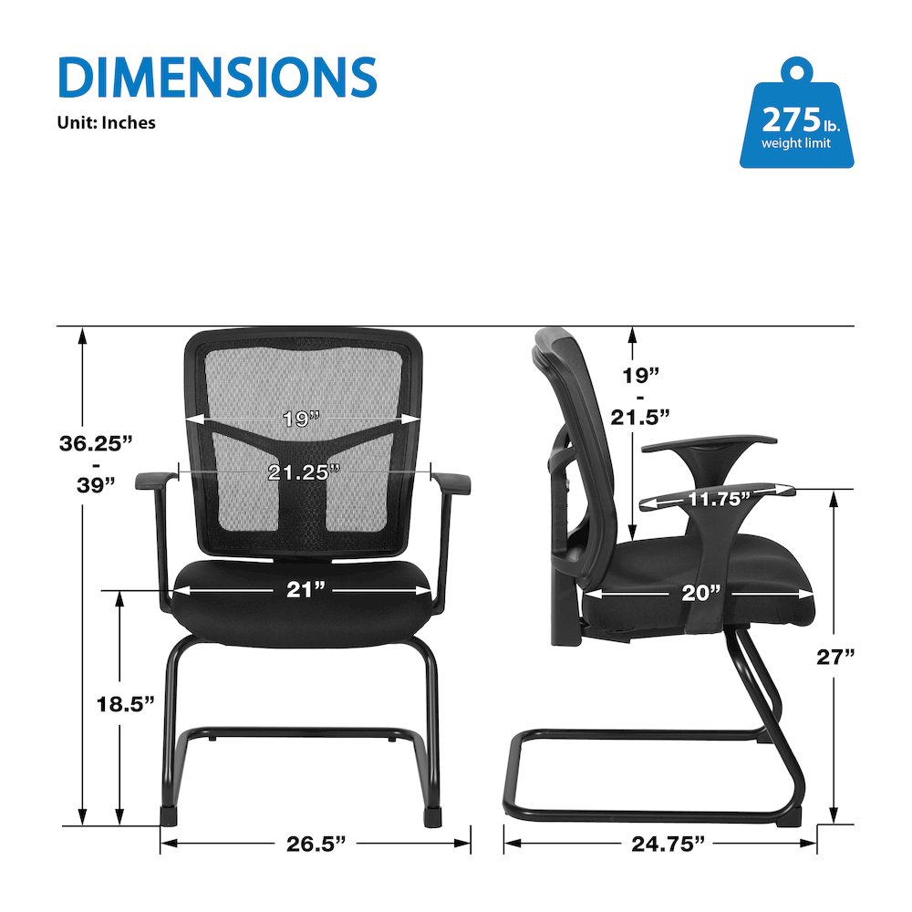 ProGrid Mesh Back Visitor’s Chair in FreeFlex Coal Fabric with Arms