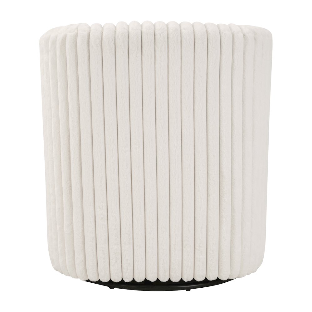 Lucia Swivel Chair in White Cord Fur Fabric