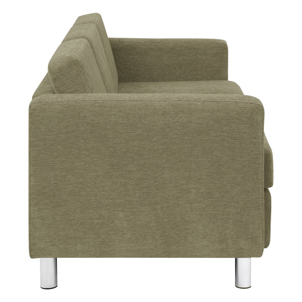 Pacific Sofa in Sea Green Fabric with Chrome Legs