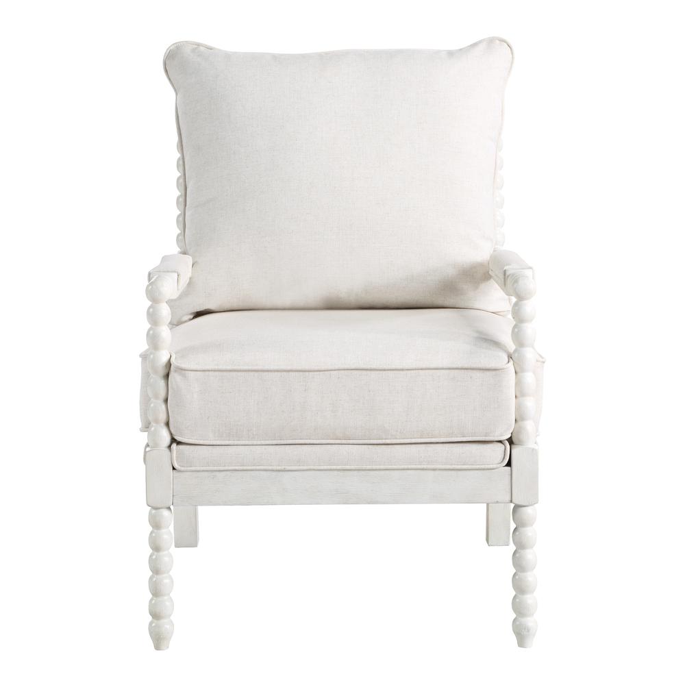 Kaylee Spindle Chair in Linen Fabric with White Frame