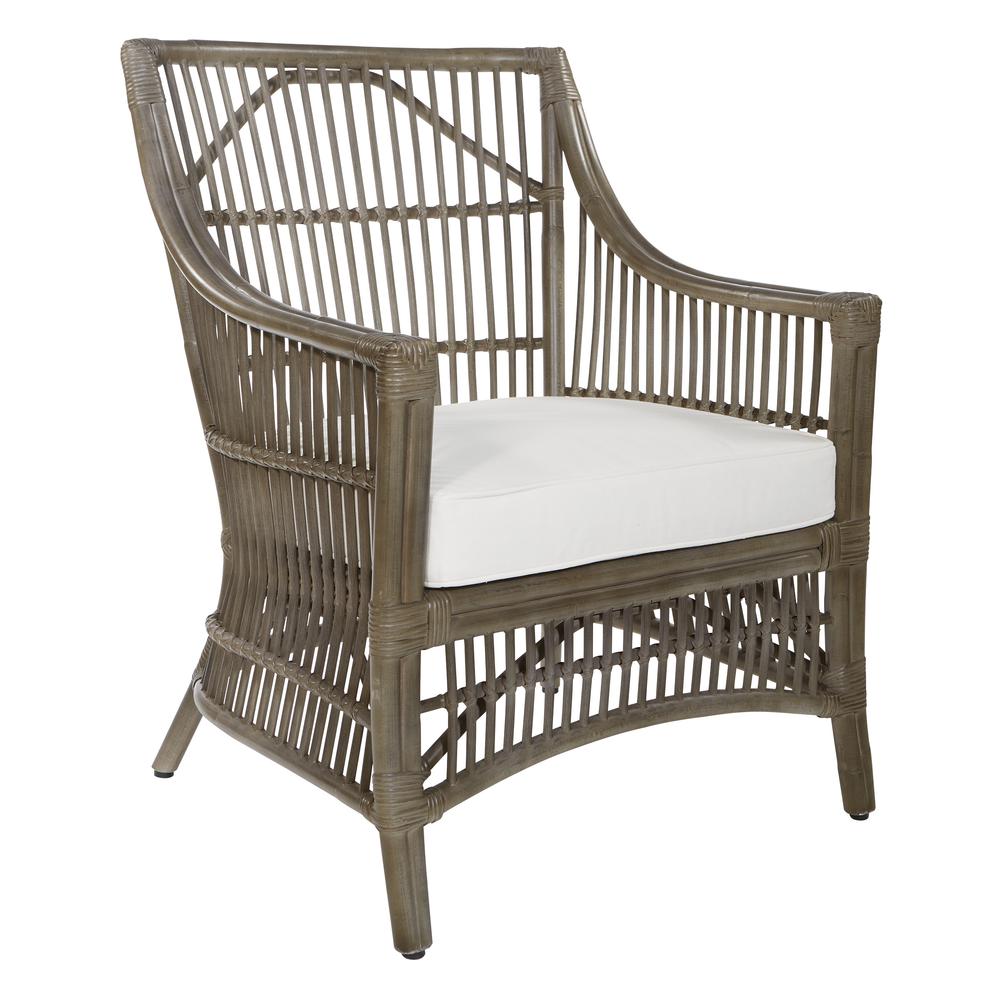 Maui Chair with Cream Cushion and Grey Washed Rattan Frame