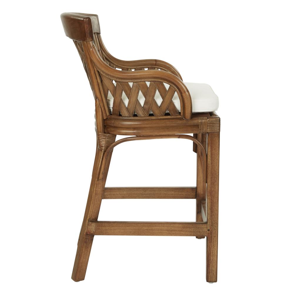 Plantation 24″ Counter Stool with Brown Stained Wood Rattan Frame Finish
