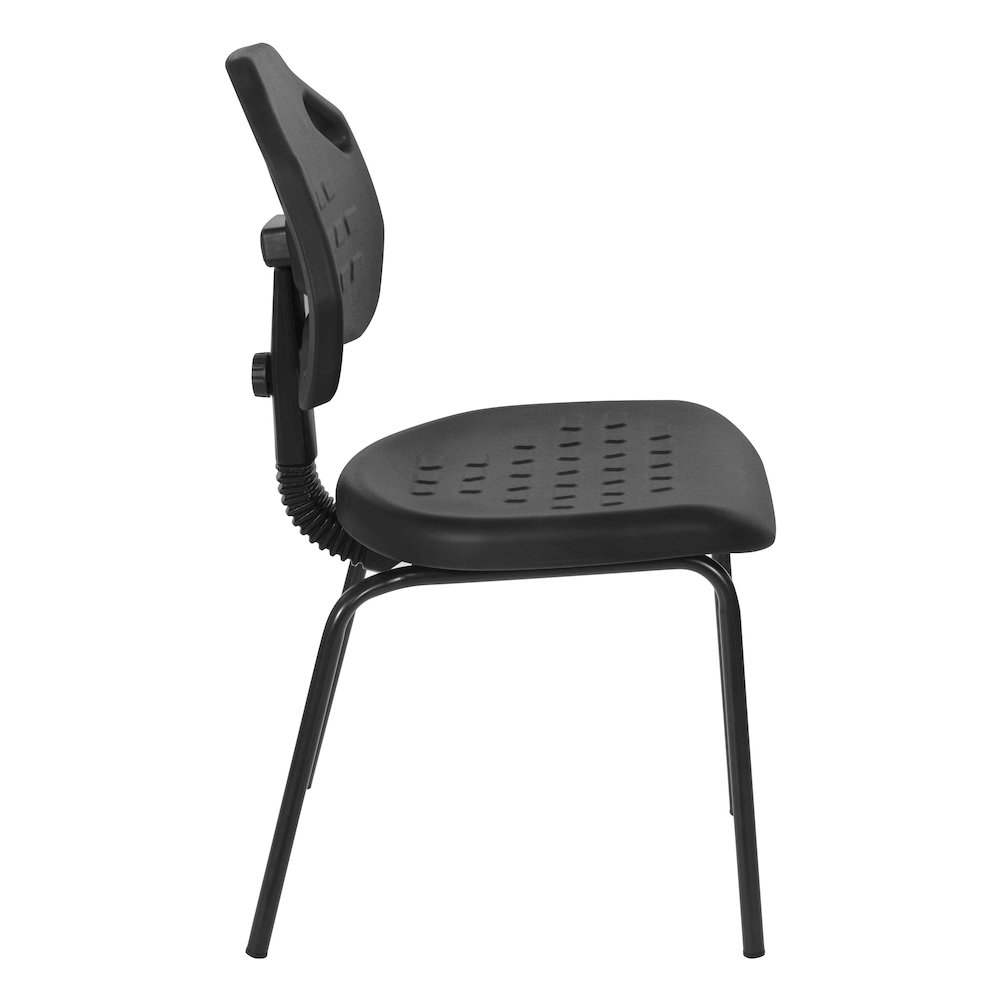 Black Self Skinned Urethane Armless Guest Chair in Black Finish Frame