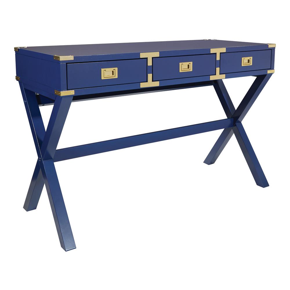 Wellington 46″ Desk with Power in Lapis Blue Finish